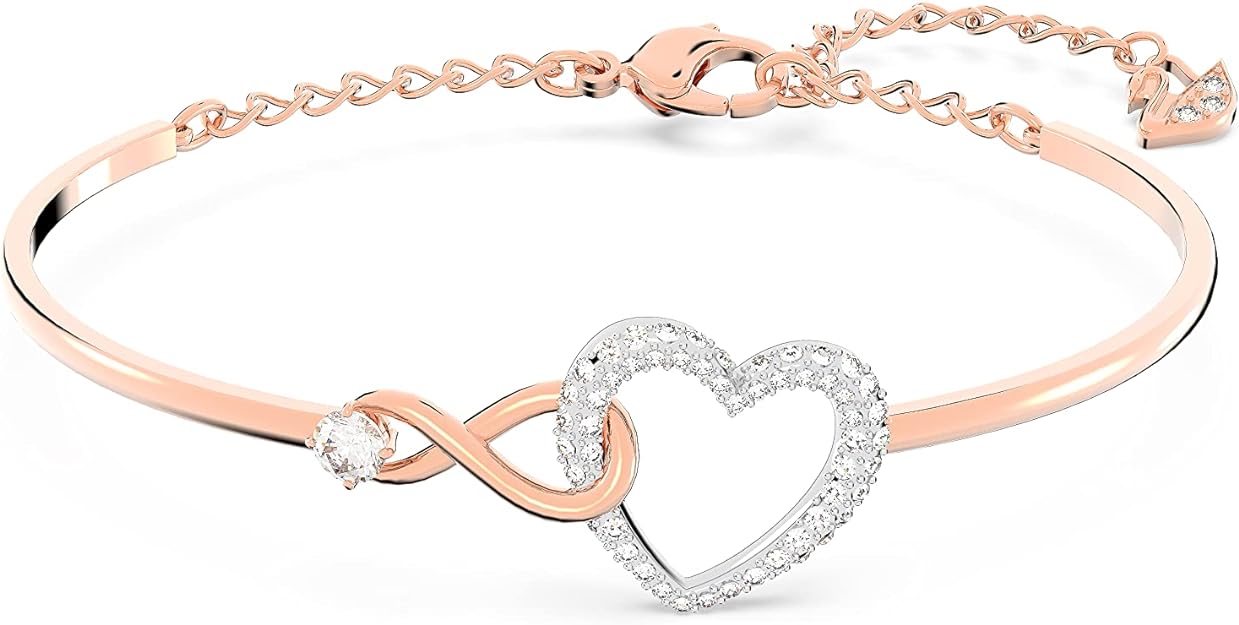 Infinity Heart Bracelet with White Crystal in Rhodium Silver | Swarovski UK
